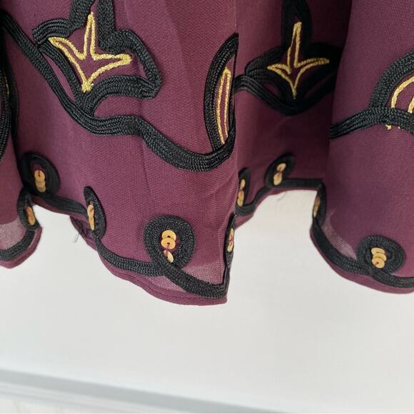 Temperley London Embroidered Silk Sequin Gold Plum Skirt size 8 - Picture 4 of 8